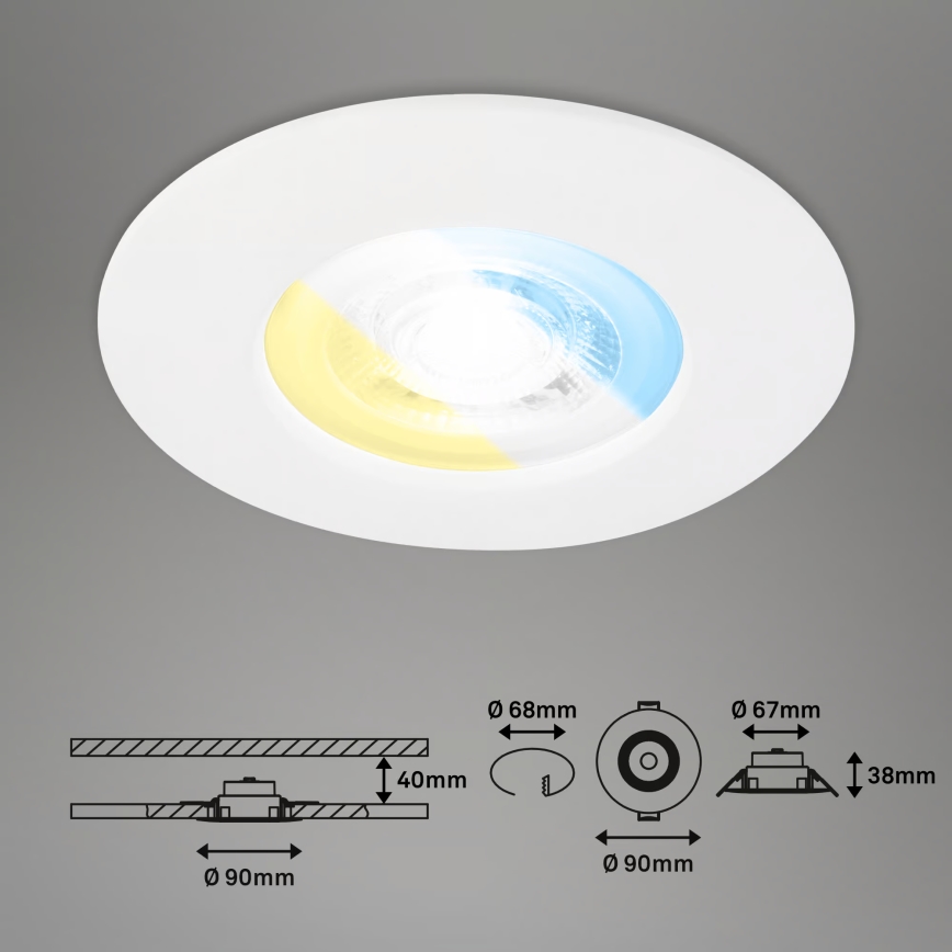 Briloner 7605036 - SET 3xLED Badkamer inbouwspot 3xLED/4,9W/230V IP44 wit
