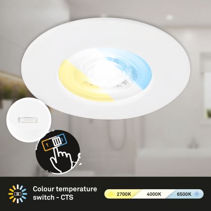 Briloner 7605036 - Set van 3 badkamer inbouwspots (LED), 3xLED/4,9W/230V, 2700/4000/6500K, IP44, wit