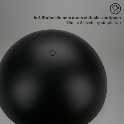 Briloner - LED Dimbare oplaadbare aanraakgevoelige buitentafellamp LED/2,6W/5V 3000K IP44 2000 mAh zwart