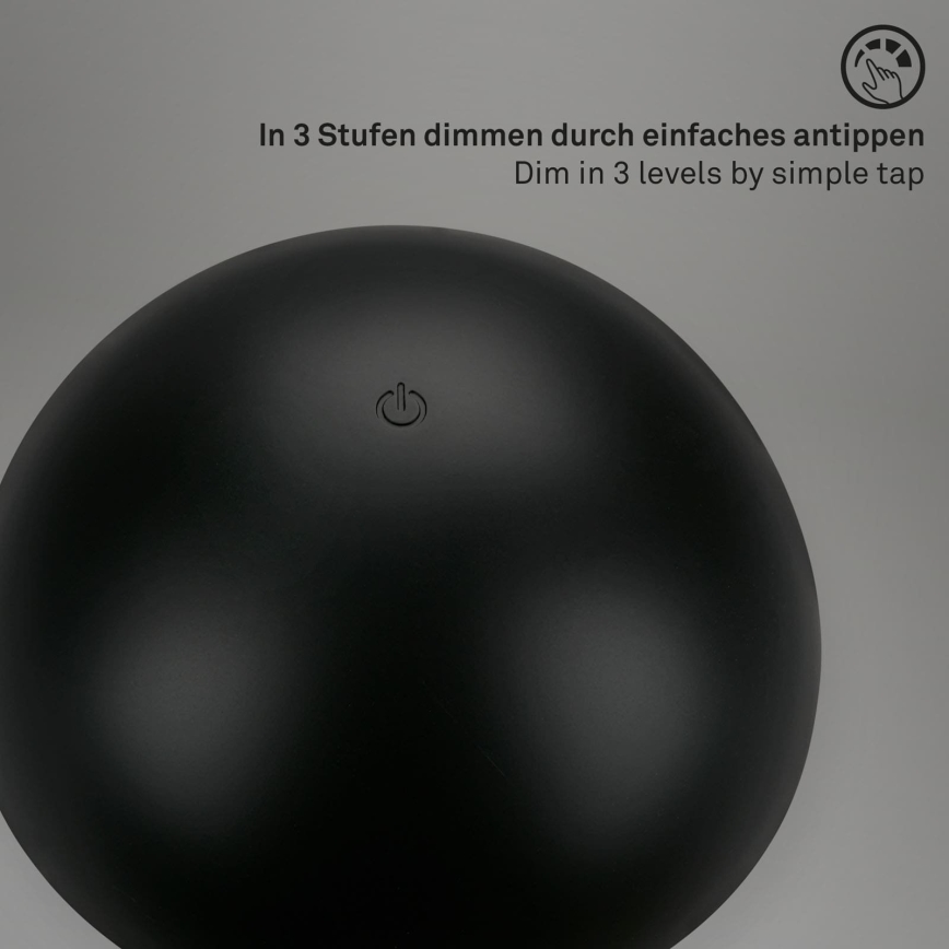 Briloner - LED Dimbare oplaadbare aanraakgevoelige buitentafellamp LED/2,6W/5V 3000K IP44 2000 mAh zwart