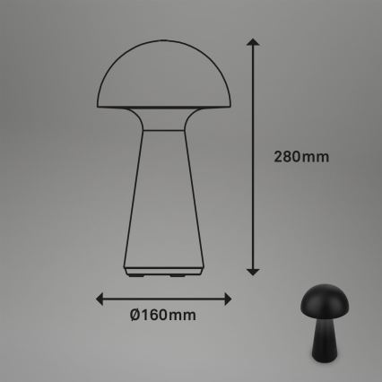 Briloner - LED Dimbare oplaadbare aanraakgevoelige buitentafellamp LED/2,6W/5V 3000K IP44 2000 mAh zwart