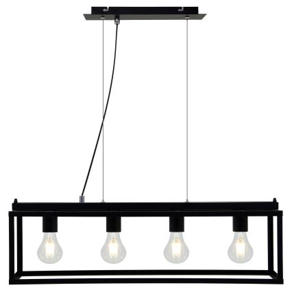 Briloner - Hanglamp aan een koord BLACK STEEL 4xE27/40W/230V