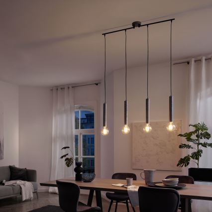 Briloner - Hanglamp aan een koord LONGA 4xE27/60W/230V zilver