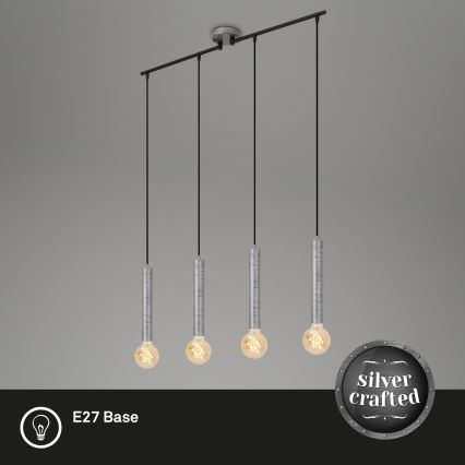 Briloner - Hanglamp aan een koord LONGA 4xE27/60W/230V zilver