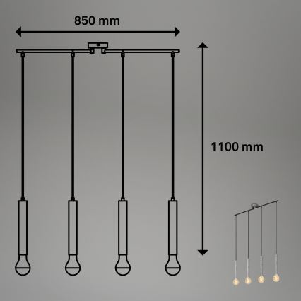 Briloner - Hanglamp aan een koord LONGA 4xE27/60W/230V zilver