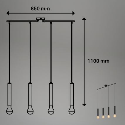 Briloner - Hanglamp aan een koord LONGA 4xE27/60W/230V zwart