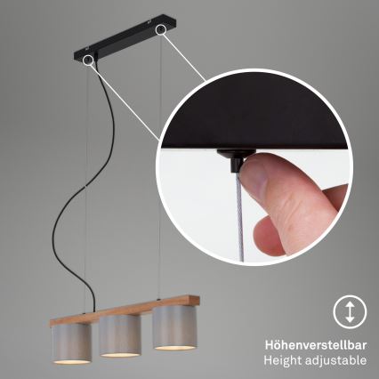 Briloner - Hanglamp aan een koord RHON 3xE14/25W/230V rubberen boom