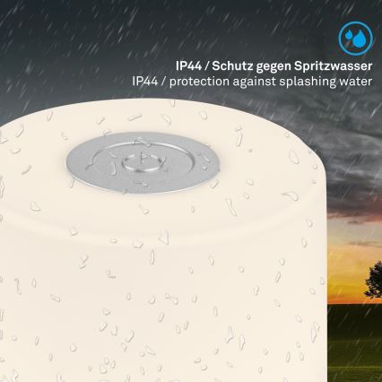 Briloner - dimbare oplaadbare LED-tafellamp voor buiten met aanraakbediening LED/2W/5V 2700K IP44 1200 mAh mat chroom
