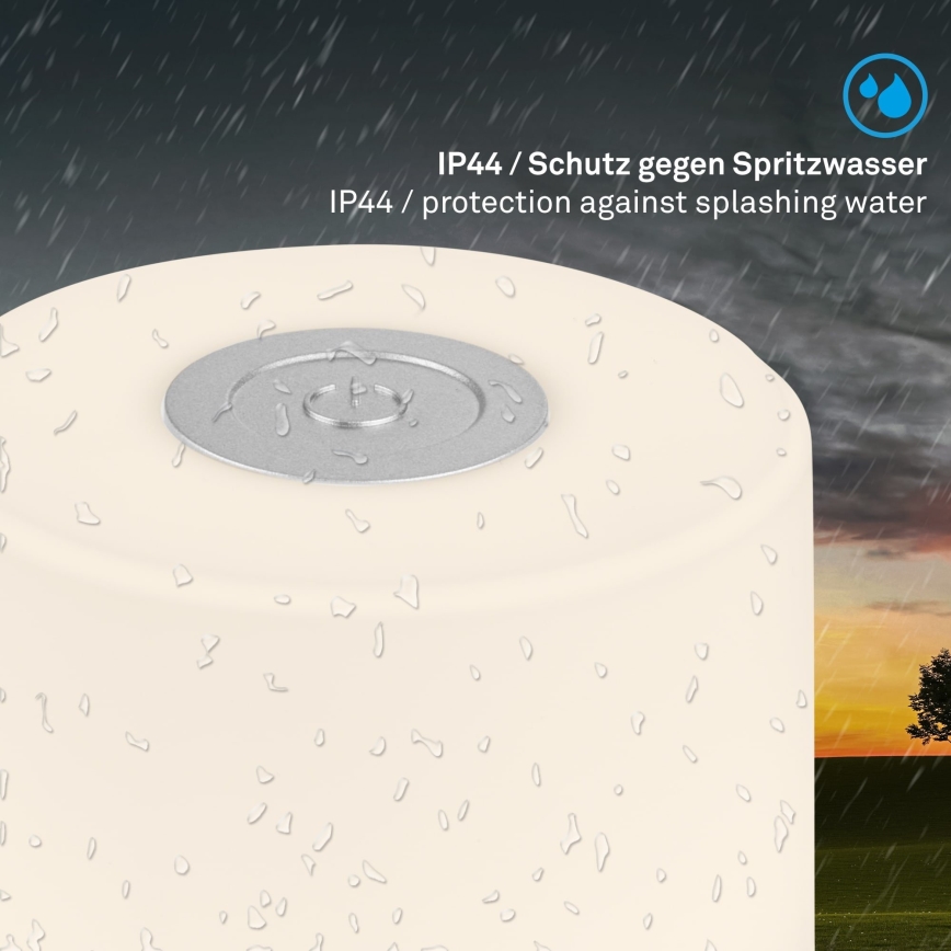 Briloner - dimbare oplaadbare LED-tafellamp voor buiten met aanraakbediening LED/2W/5V 2700K IP44 1200 mAh mat chroom