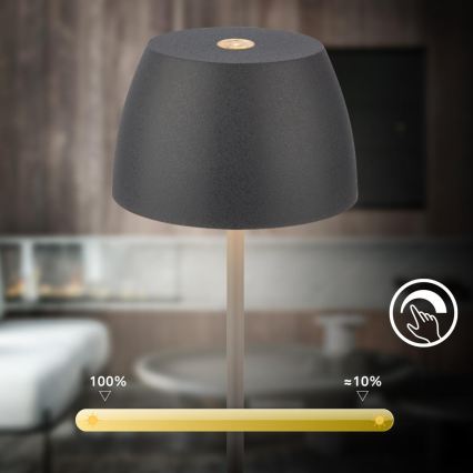 Briloner - LED-dimbare oplaadbare buitentafellamp met aanraakbediening MINI LED/2,5W/5V IP44 1800 mAh antraciet