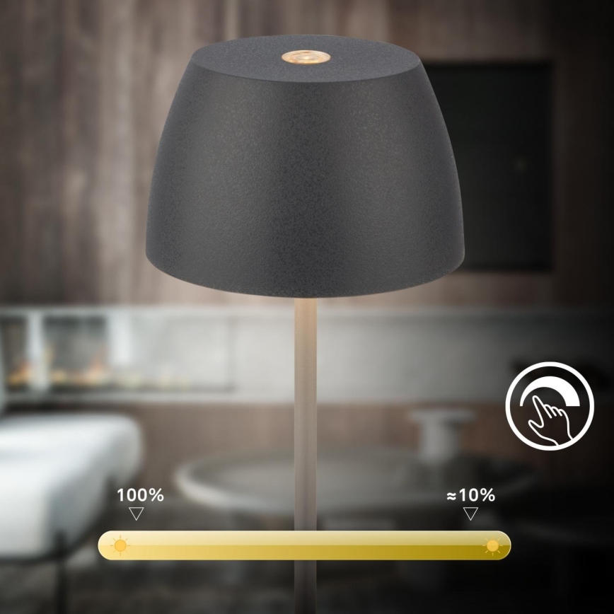 Briloner - LED-dimbare oplaadbare buitentafellamp met aanraakbediening MINI LED/2,5W/5V IP44 1800 mAh antraciet