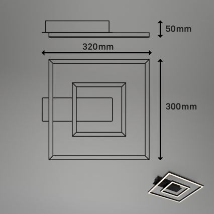 Briloner - LED plafondlamp FRAME LED/22W/230V 3000K 30x32 cm zwart