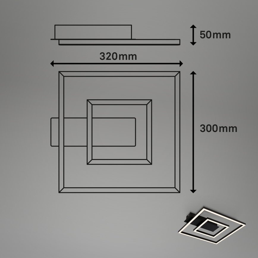 Briloner - LED plafondlamp FRAME LED/22W/230V 3000K 30x32 cm zwart