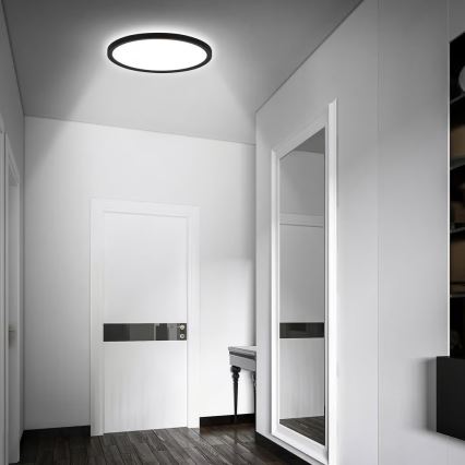 Briloner - LED plafondlamp voor badkamer met bewegingssensor MOVE LED/18W/230V IP44 Ø 29 cm zwart
