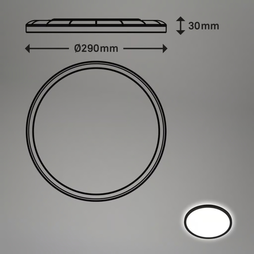 Briloner - LED plafondlamp voor badkamer met bewegingssensor MOVE LED/18W/230V IP44 Ø 29 cm zwart