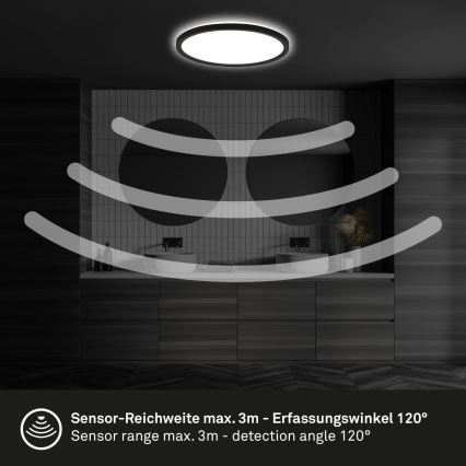 Briloner - LED plafondlamp voor badkamer met sensor MOVE LED/18W/230V IP44 Ø 29 cm wit
