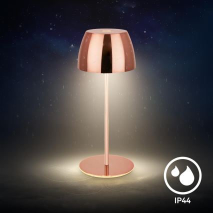Briloner - Dimbare, oplaadbare buitentafellamp met aanraakbediening MINI LED/2,5W/5V IP44 1800 mAh koperkleurig