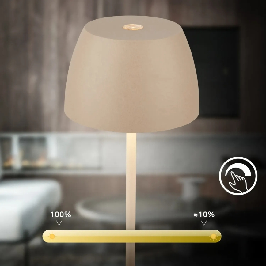 Briloner - MINI dimbare oplaadbare LED-aanraaktafellamp voor buiten 2,5W/5V IP44 1800 mAh beige