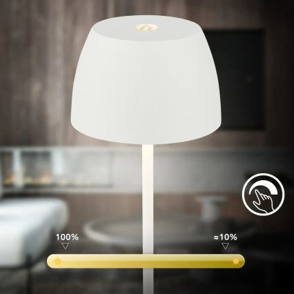 Briloner - LED dimbare oplaadbare aanraaktafellamp voor buiten MINI LED/2,5W/5V IP44 1800 mAh wit