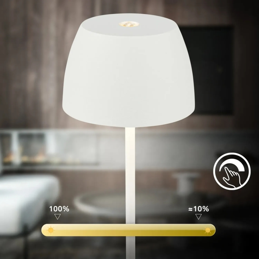 Briloner - LED dimbare oplaadbare aanraaktafellamp voor buiten MINI LED/2,5W/5V IP44 1800 mAh wit