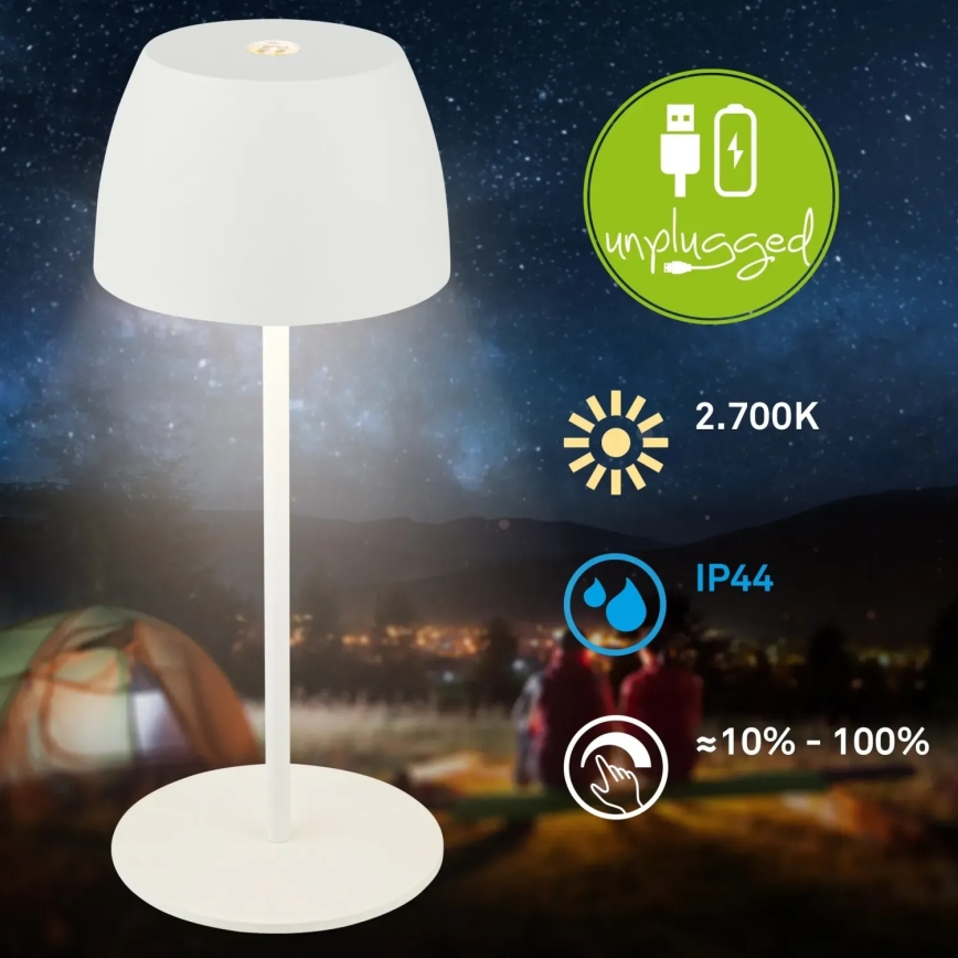 Briloner - LED dimbare oplaadbare aanraaktafellamp voor buiten MINI LED/2,5W/5V IP44 1800 mAh wit