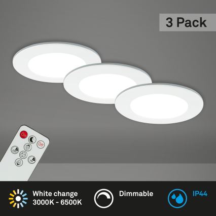 Briloner - SET 3x LED dimbare badkamer inbouwspot LED/4,8W/230V 3000-6500K IP44 + afstandsbediening