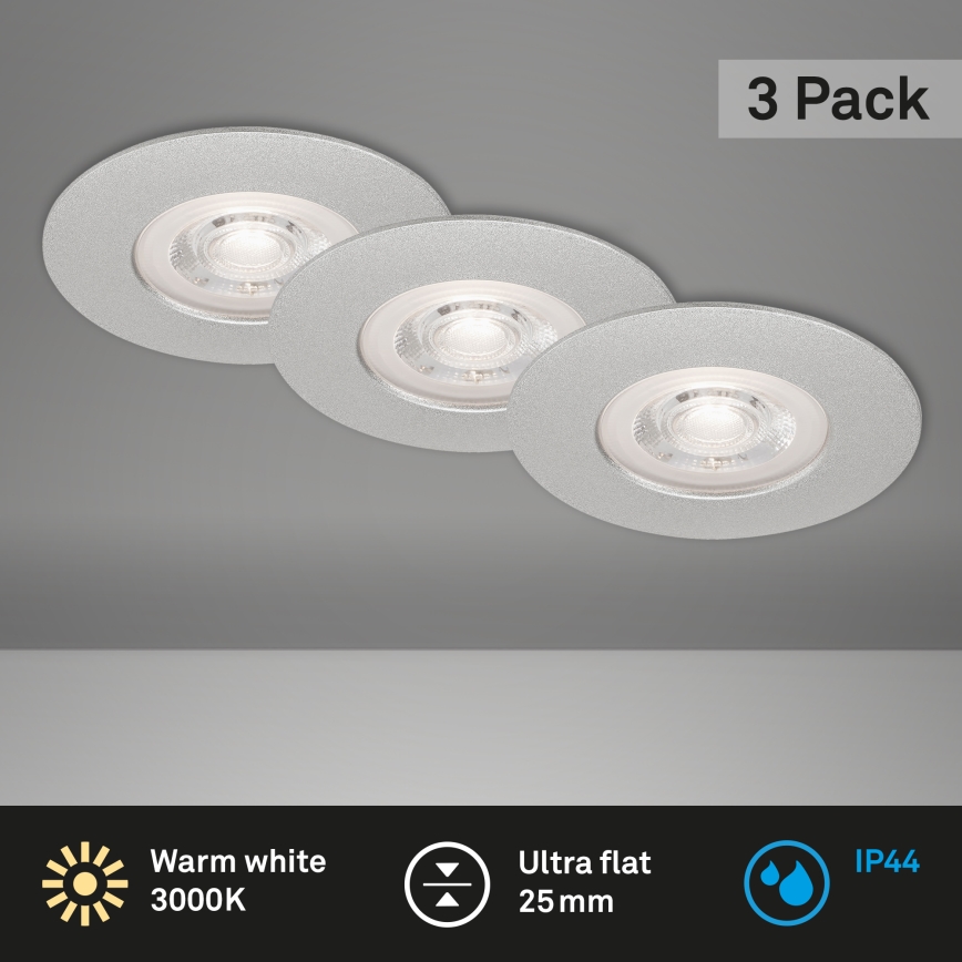 Briloner- SET 3x Hangende LED Badkamer plafond verlichting LED/4,9W/230V IP44 zilver