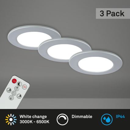 Briloner - SET 3x LED dimbare badkamer inbouwspot LED/4,8W/230V 3000-6500K IP44 + afstandsbediening