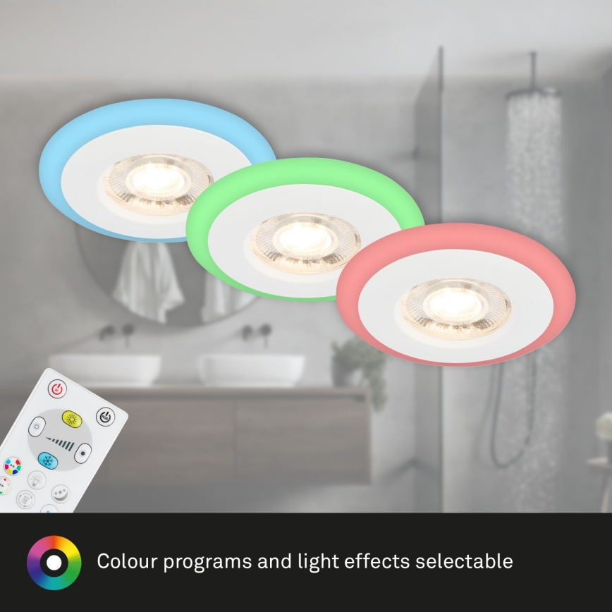 Briloner - SET 3x LED RGBW Dimbare en hangende badkamer verlichting LED/5W/230V 3000-6500K IP44 + afstandsbediening