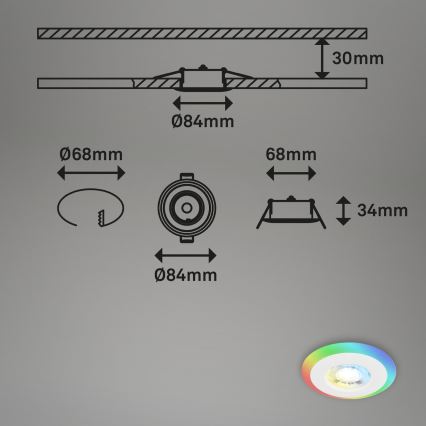 Briloner - SET 3x LED RGBW Dimbare en hangende badkamer verlichting LED/5W/230V 3000-6500K IP44 + afstandsbediening