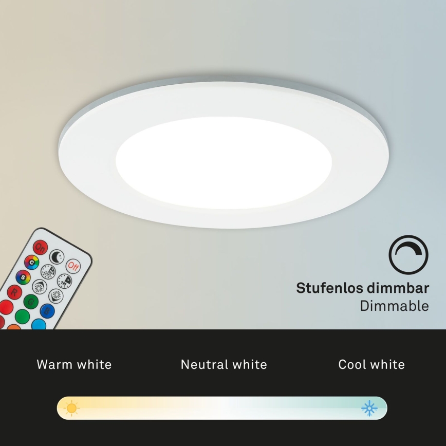 Briloner - SET van 3 RGBW LED dimbare inbouwspots voor badkamer LED/4,8W/230V 3000-6500K IP65 + afstandsbediening