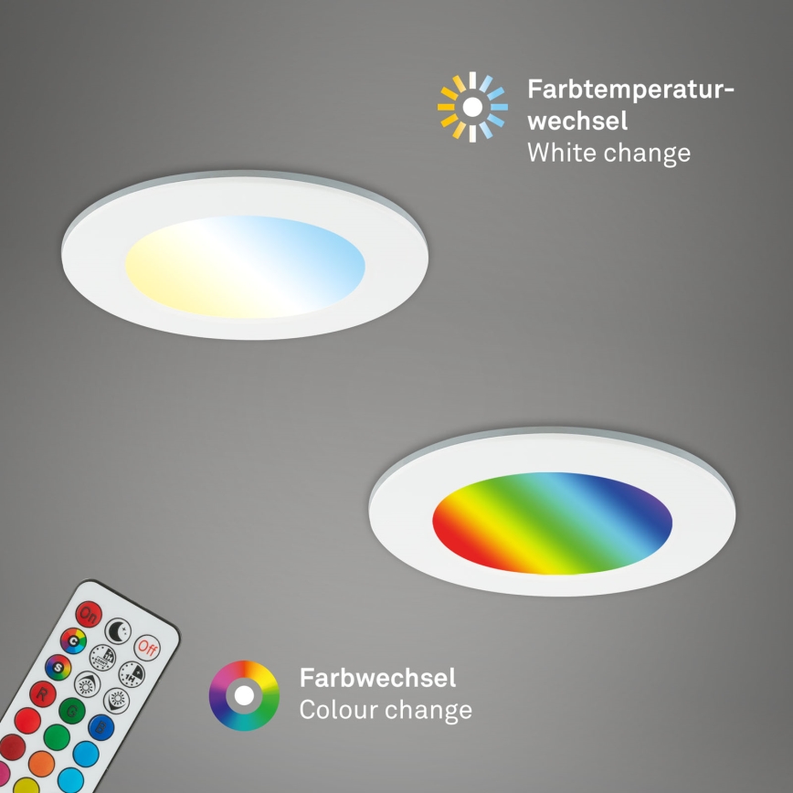Briloner - SET van 3 RGBW LED dimbare inbouwspots voor badkamer LED/4,8W/230V 3000-6500K IP65 + afstandsbediening