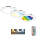 Briloner - SET van 3 RGBW LED dimbare inbouwspots voor badkamer LED/4,8W/230V 3000-6500K IP65 + afstandsbediening