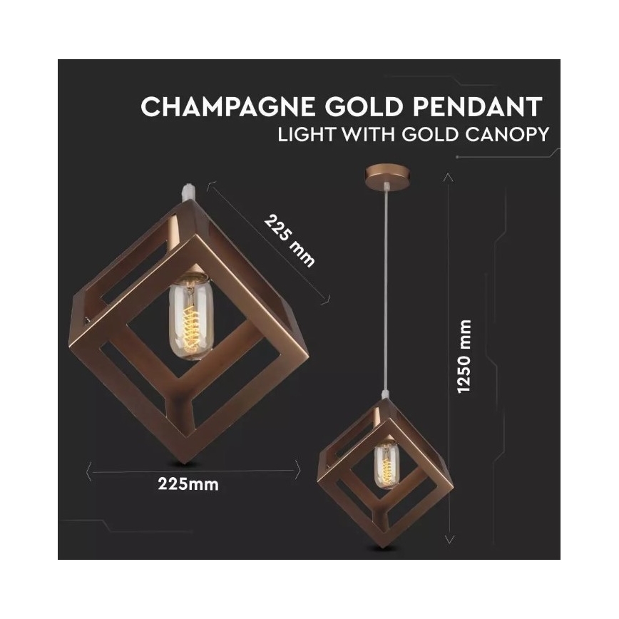 Bronzen Hanglamp aan een koord 1x E27 / 60W / 230V