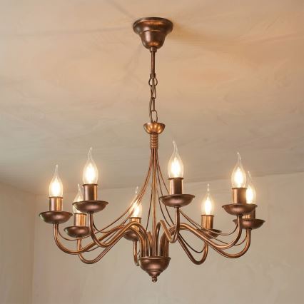 Bronzen kroonluchter aan ketting ANTON 8xE14/60W/230V