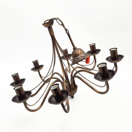 Bronzen kroonluchter aan ketting ANTON 8xE14/60W/230V