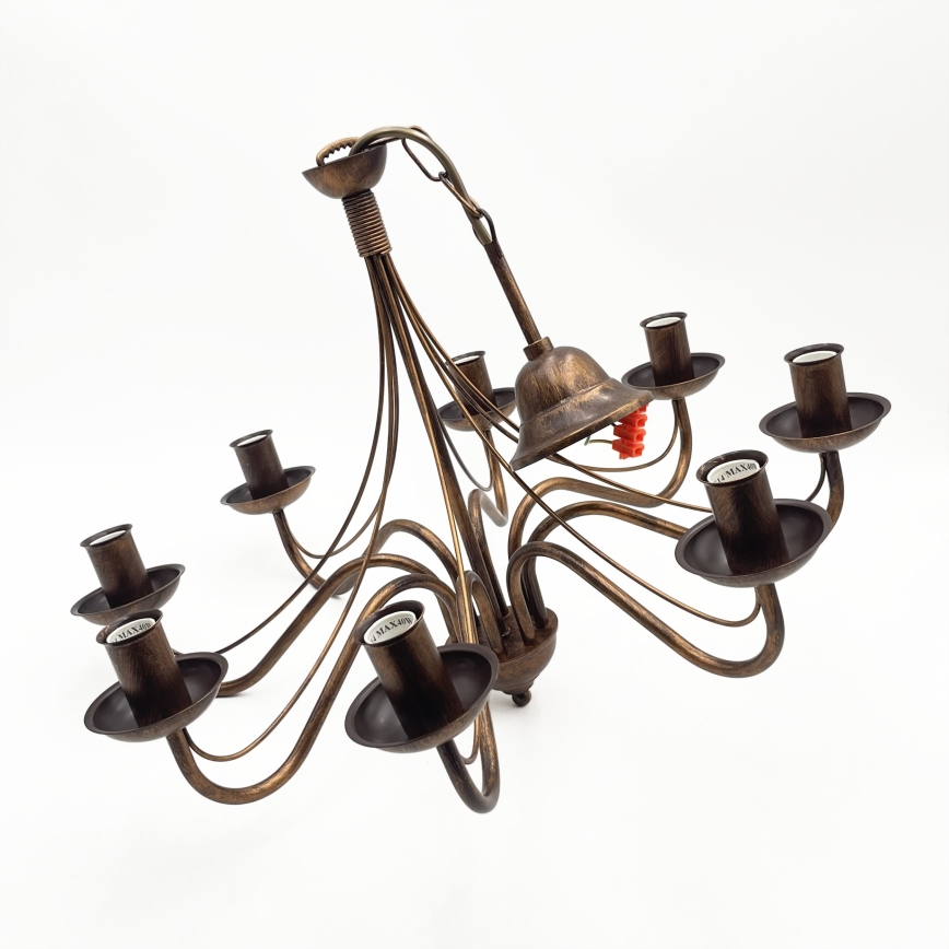 Bronzen kroonluchter aan ketting ANTON 8xE14/60W/230V