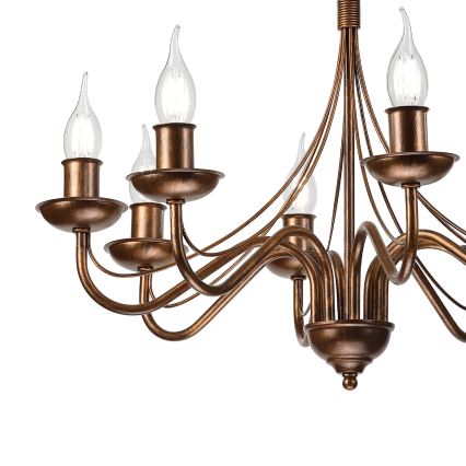 Bronzen kroonluchter aan ketting ANTON 8xE14/60W/230V