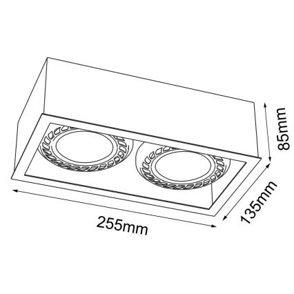 Brosline - Opbouwspot 2xGU10/18W/230V zwart