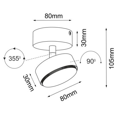 Brosline - Spotlamp 1xGX53/9W/230V zwart