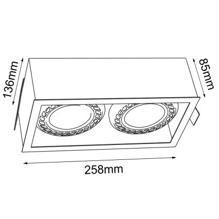 Brosline - Inbouwspot 2x GU10/18W/230V zwart