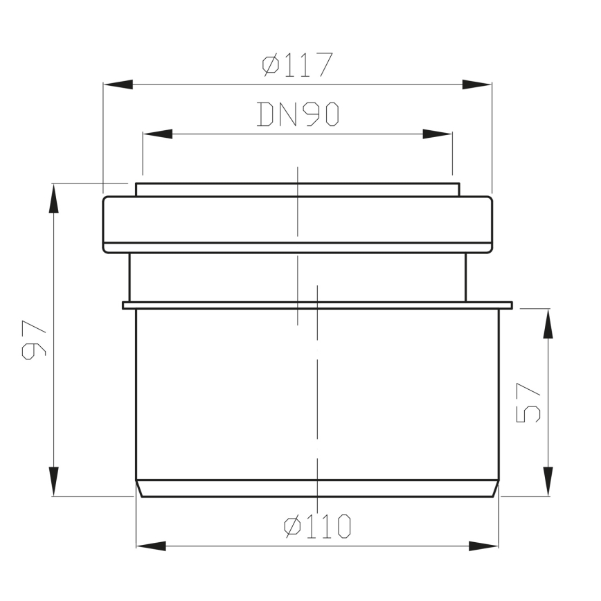 Bruckner - Aansluiten reductie laag diameter 11 cm zwart