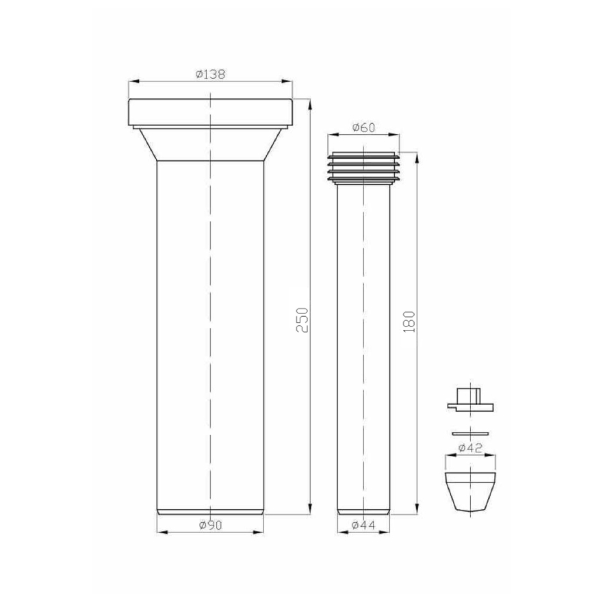 Bruckner - Aansluitset voor wandcloset 25 cm zwart