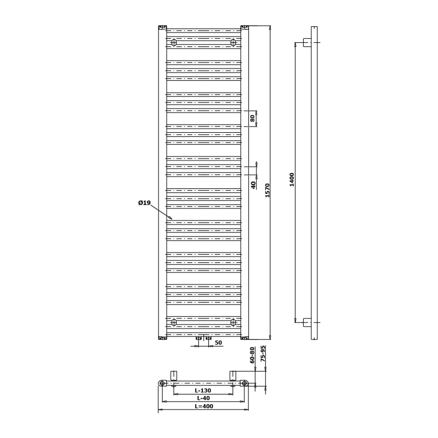 Bruckner - Badkamer radiator ALBRECHT 547W/230V 50x157 cm wit