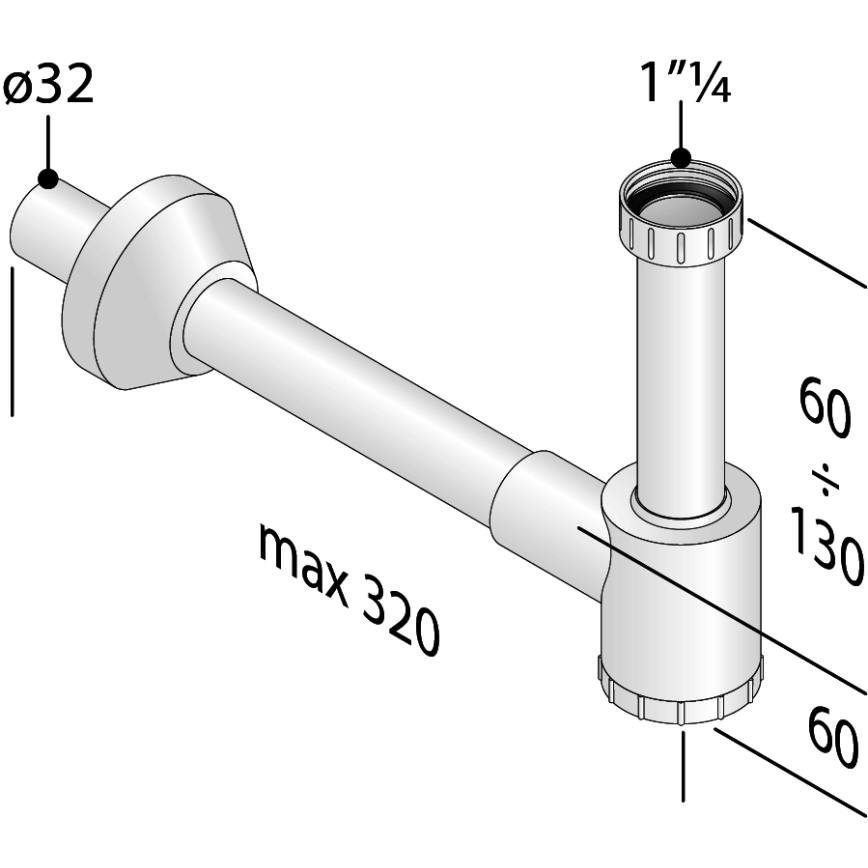 Bruckner - Bekkensifon CRONO DN32 wit