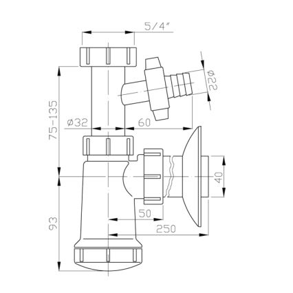 Bruckner - Bekkensifon met vertakkingstaartstuk DN40 wit