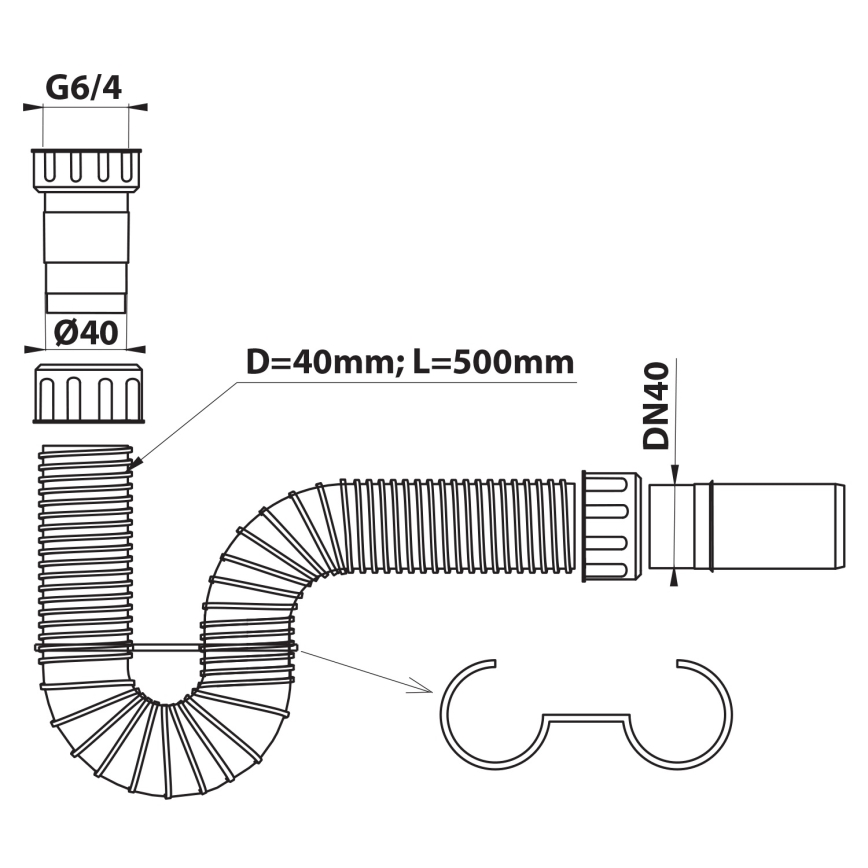 Bruckner - Flexibele gootsteensifon DN40 wit