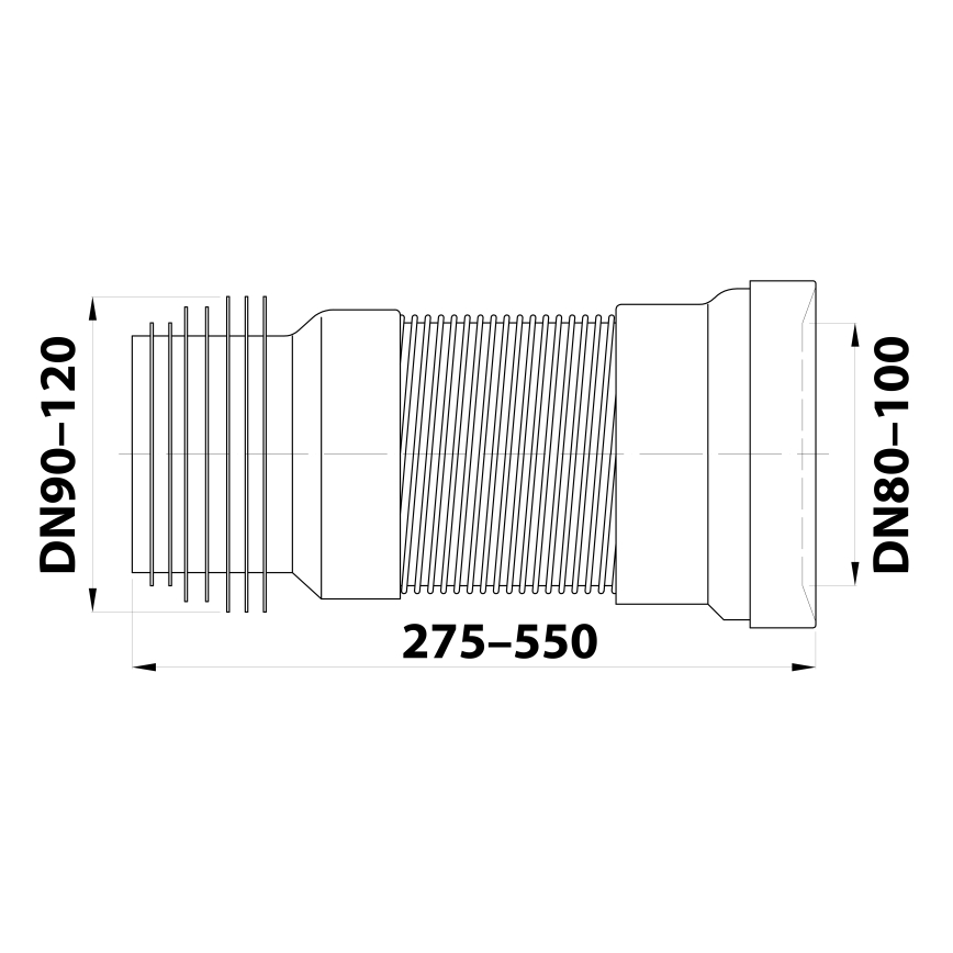 Bruckner - Flexibele toiletpotconnector 27,5-55 cm wit