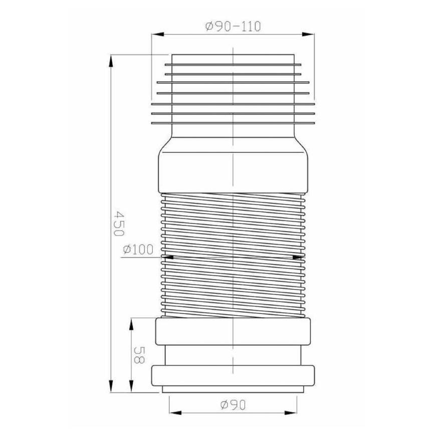 Bruckner - Flexibele toiletpotconnector 45 cm wit/zwart