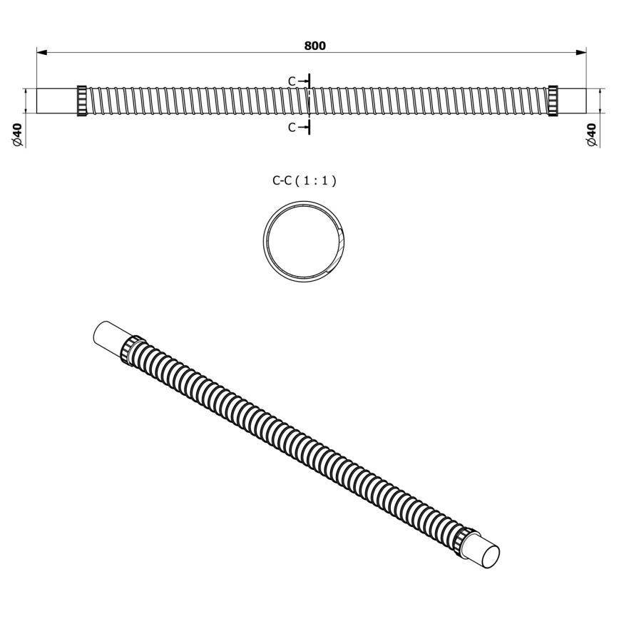 Bruckner - Flexibele verbindingsbuis 80 cm wit